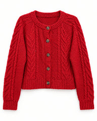 Red women's preloved heavy button cardigan, VW-HBC142