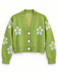 Olive & Mint Green women's preloved heavy button cardigan, VW-HBC148
