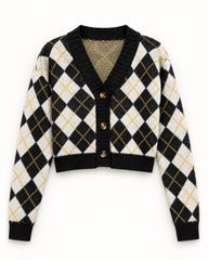 Black women's preloved heavy button cardigan, VW-HBC149