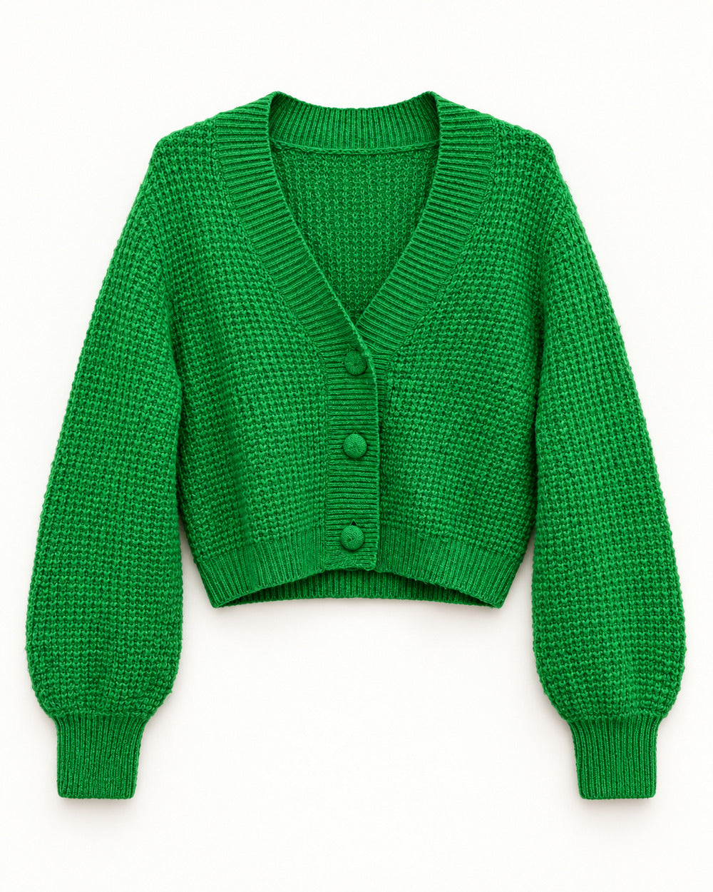 Green women's preloved heavy button cardigan, VW-HBC152
