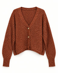 Rust women's preloved heavy button cardigan, VW-HBC154
