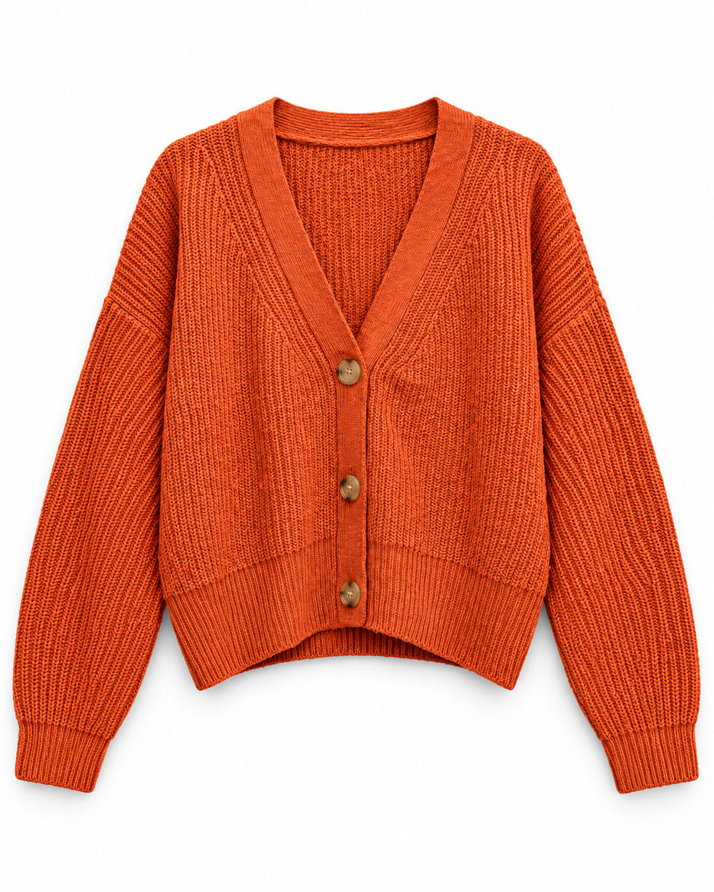 Orange & Rust women's preloved heavy button cardigan, VW-HBC155