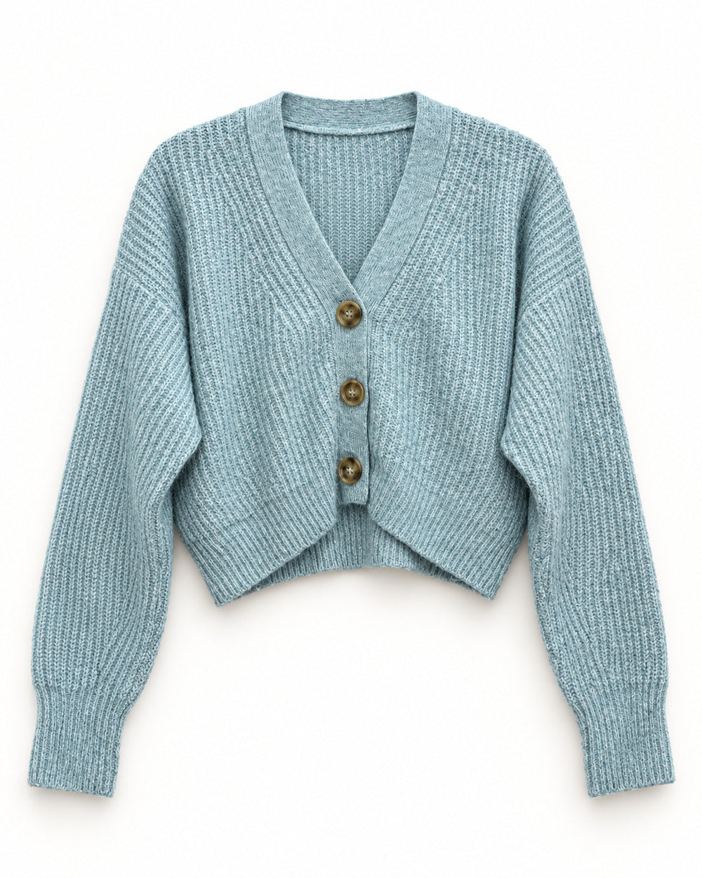 Powder Blue & Light Grey women's preloved heavy button cardigan, VW-HBC162