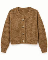 Camel & Brown women's preloved heavy button cardigan, VW-HBC163