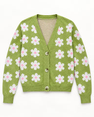 Olive women's preloved heavy button cardigan, VW-HBC164