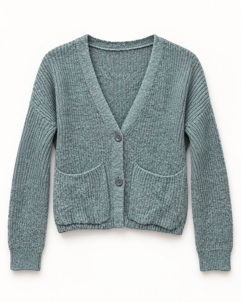 Light Grey & Grey women's preloved heavy button cardigan, VW-HBC172