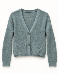 Light Grey & Grey women's preloved heavy button cardigan, VW-HBC172