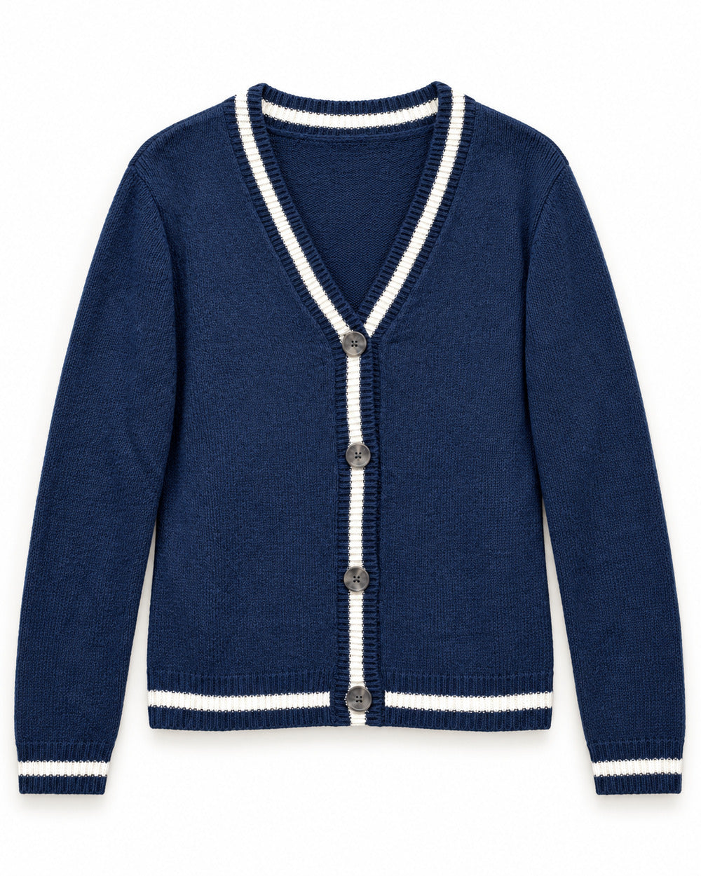 Navy & Grey women's preloved heavy button cardigan, VW-HBC174