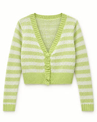 White & Beige women's preloved heavy button cardigan, VW-HBC178