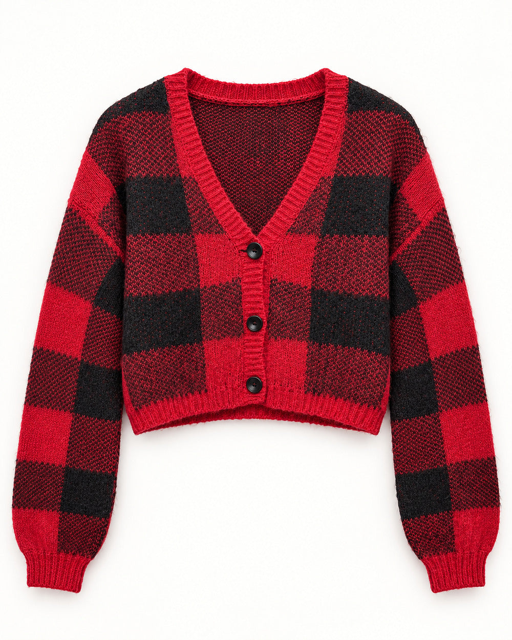 Burgundy & Red women's preloved heavy button cardigan, VW-HBC179