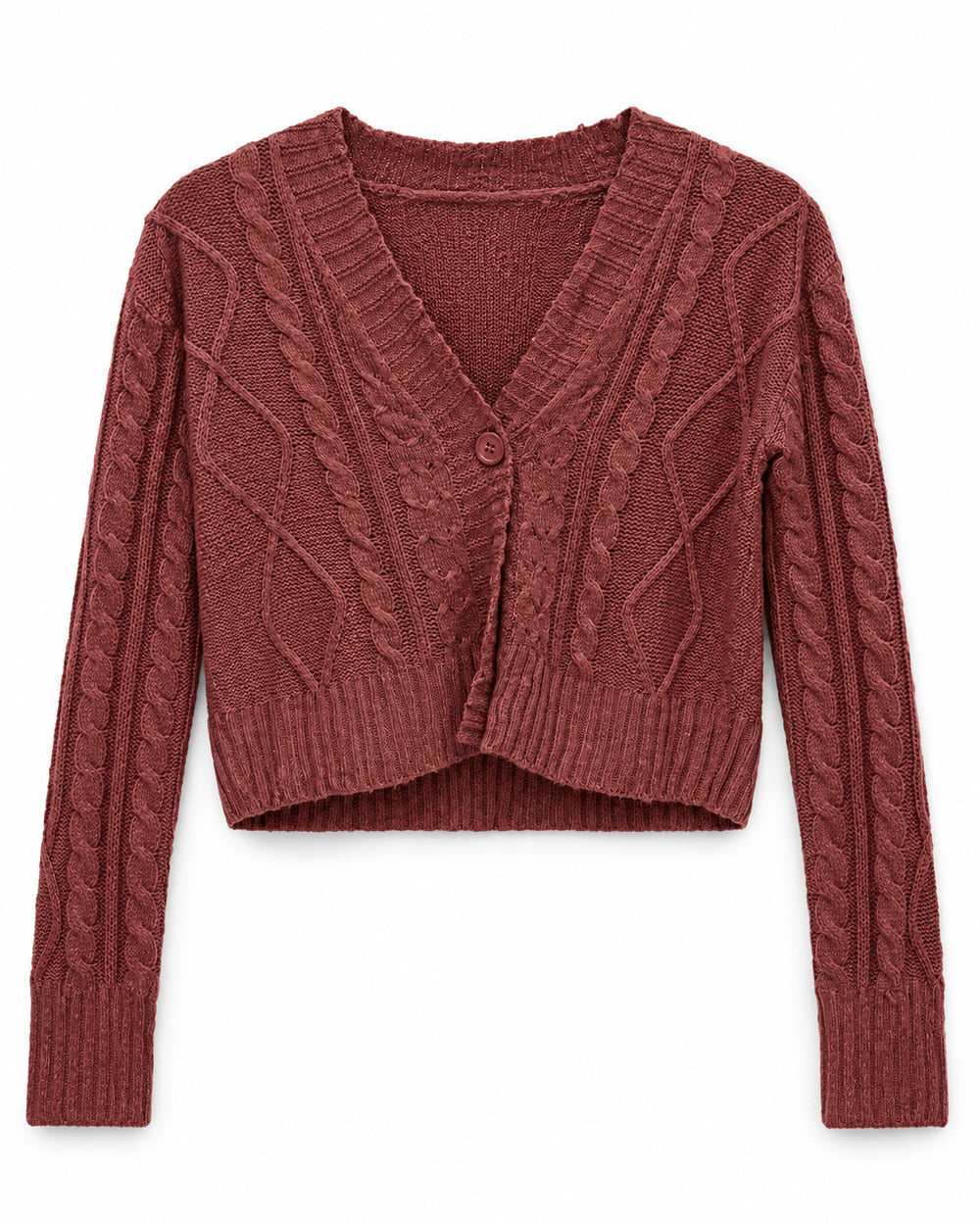 Brown & Chocolate Brown women's preloved heavy button cardigan, VW-HBC180