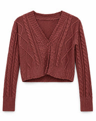Brown & Chocolate Brown women's preloved heavy button cardigan, VW-HBC180