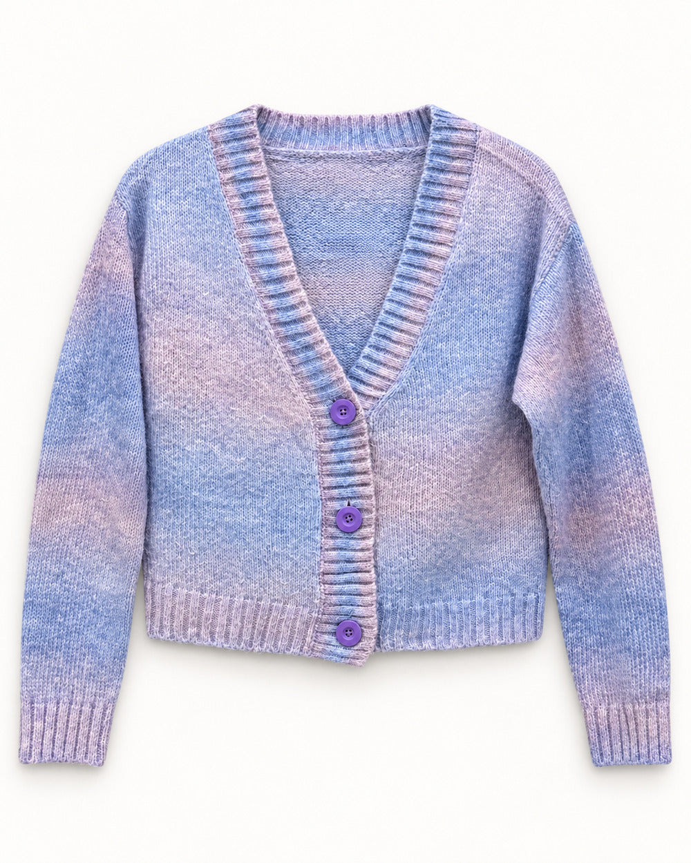 Lilac & Powder Blue women's preloved heavy button cardigan, VW-HBC183
