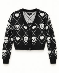 Black & Charcoal Grey women's preloved heavy button cardigan, VW-HBC187
