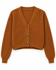Rust women's preloved heavy button cardigan, VW-HBC188