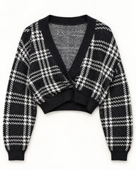 Charcoal Grey & Black women's preloved heavy button cardigan, VW-HBC198