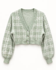 White women's preloved heavy button cardigan, VW-HBC200