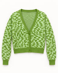 Olive women's preloved heavy button cardigan, VW-HBC204