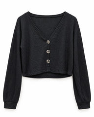 Charcoal Grey women's preloved heavy button cardigan, VW-HBC208