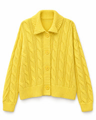 Yellow women's preloved heavy button cardigan, VW-HBC216