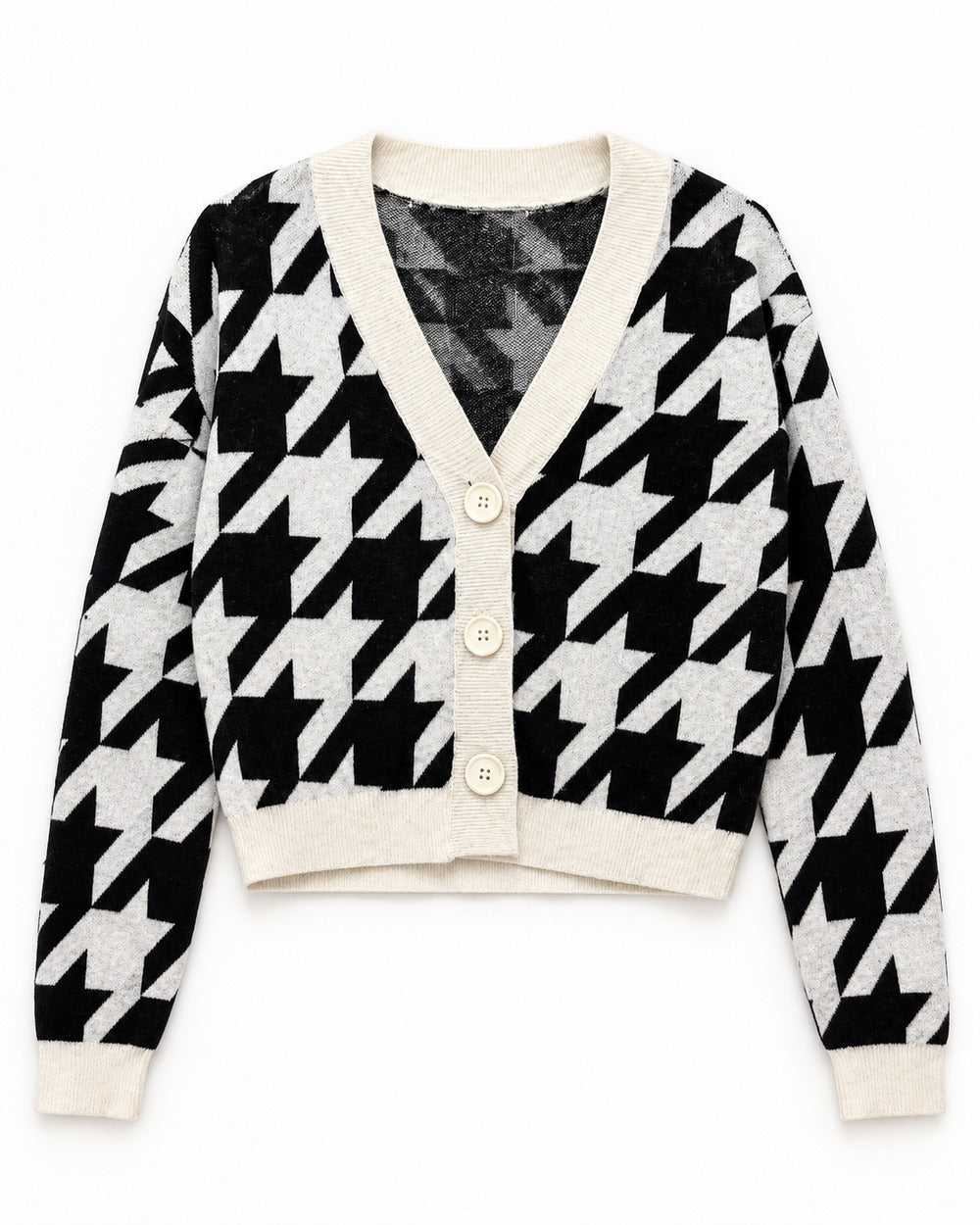White & Charcoal Grey women's preloved heavy button cardigan, VW-HBC233