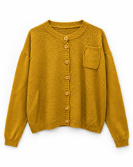 Mustard women's preloved heavy button cardigan, VW-HBC236