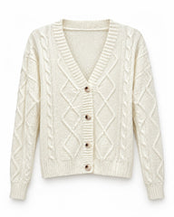 White women's preloved heavy button cardigan, VW-HBC243