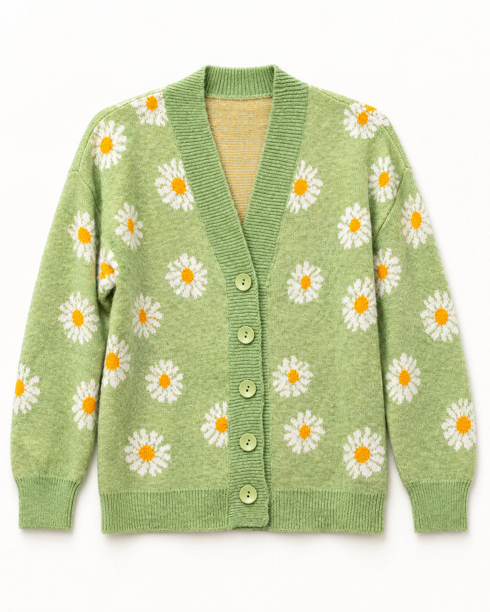 Cream & Olive women's preloved heavy button cardigan, VW-HBC244