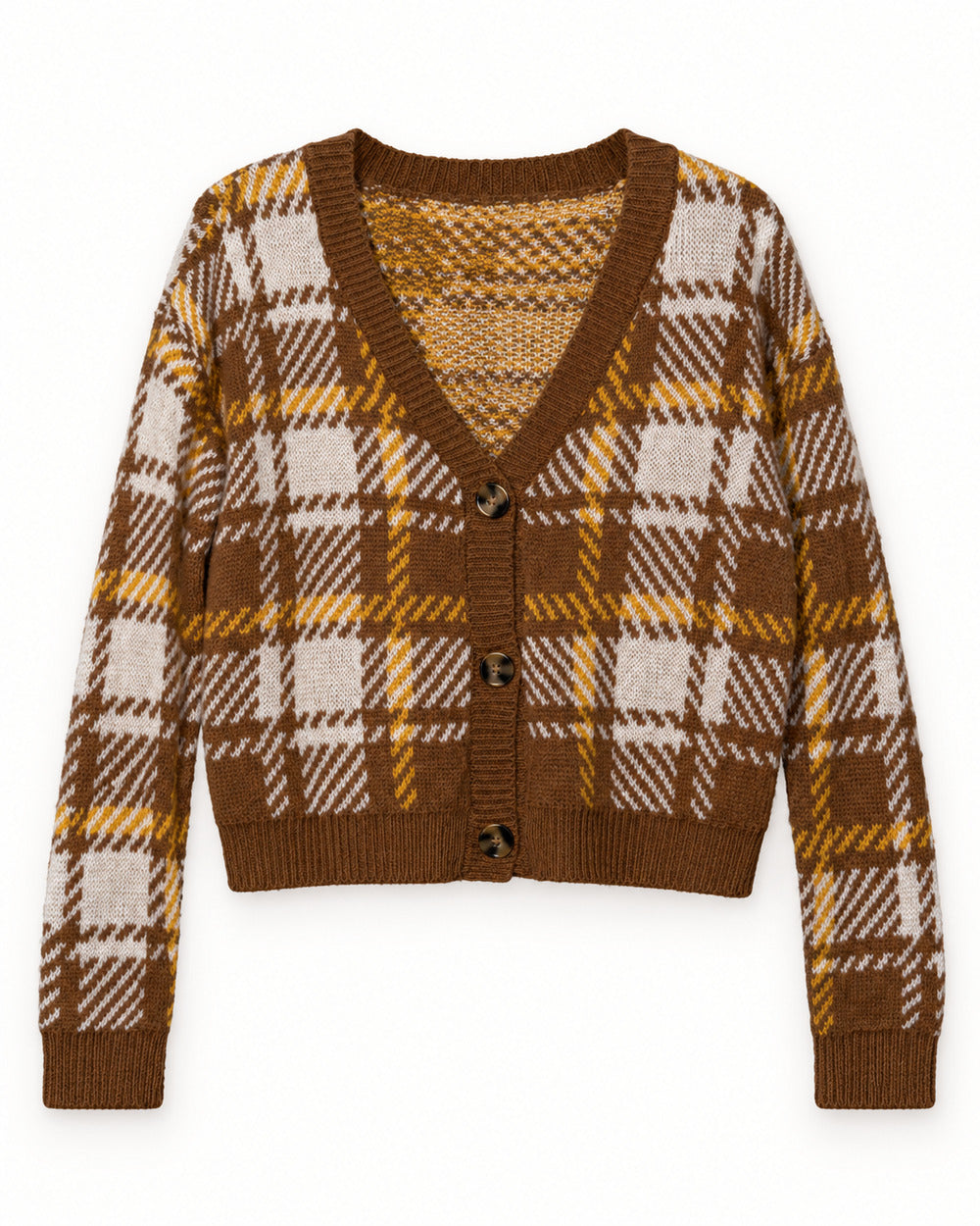 Rust & Brown women's preloved heavy button cardigan, VW-HBC249