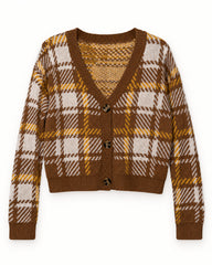 Rust & Brown women's preloved heavy button cardigan, VW-HBC249
