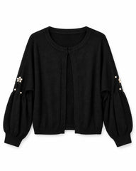 Black women's preloved heavy button cardigan, VW-HBC252