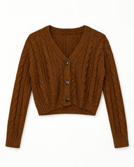 Rust women's preloved heavy button cardigan, VW-HBC258