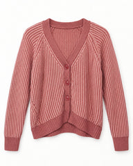 Coral & Blush Pink women's preloved heavy button cardigan, VW-HBC259