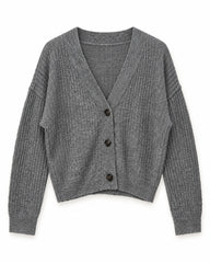 Grey & Charcoal Grey women's preloved heavy button cardigan, VW-HBC261