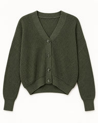 Olive women's preloved heavy button cardigan, VW-HBC27