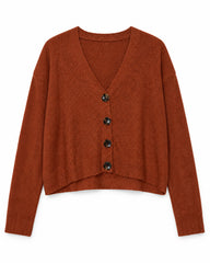 Rust women's preloved heavy button cardigan, VW-HBC270