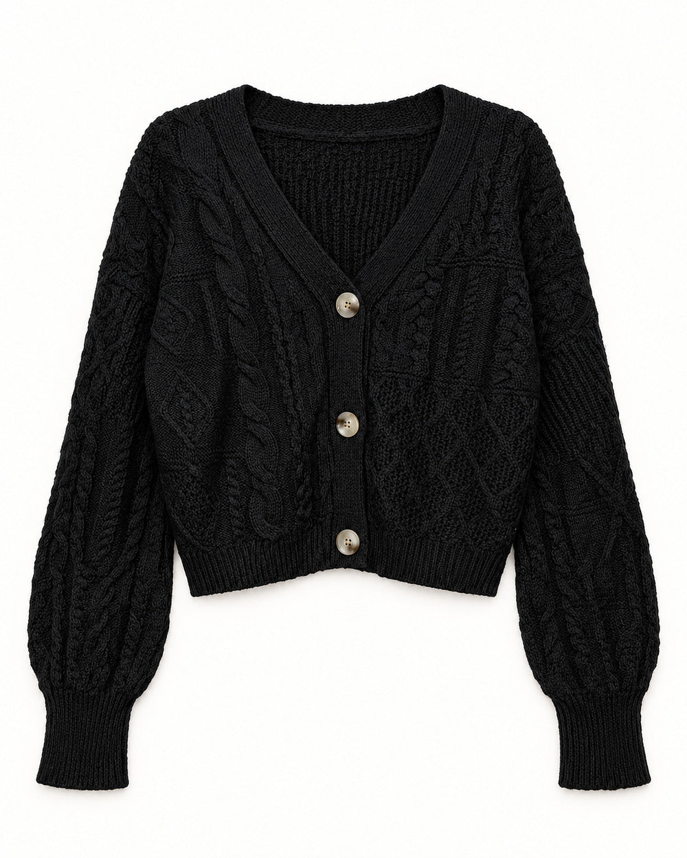 Black & Charcoal Grey women's preloved heavy button cardigan, VW-HBC273