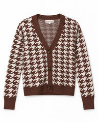Chocolate Brown women's preloved heavy button cardigan, VW-HBC291