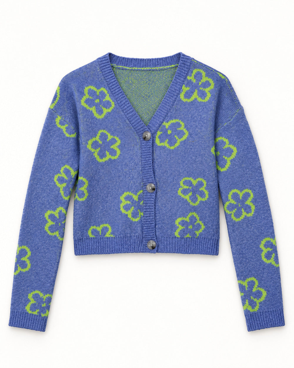 Powder Blue & Blue women's preloved heavy button cardigan, VW-HBC297