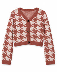 Coral & Brown women's preloved heavy button cardigan, VW-HBC302