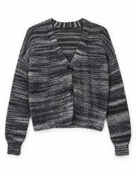 Charcoal Grey & Grey women's preloved heavy button cardigan, VW-HBC306