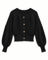 Black & Charcoal Grey women's preloved heavy button cardigan, VW-HBC32