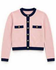 Blush Pink & Lilac women's preloved heavy button cardigan, VW-HBC33