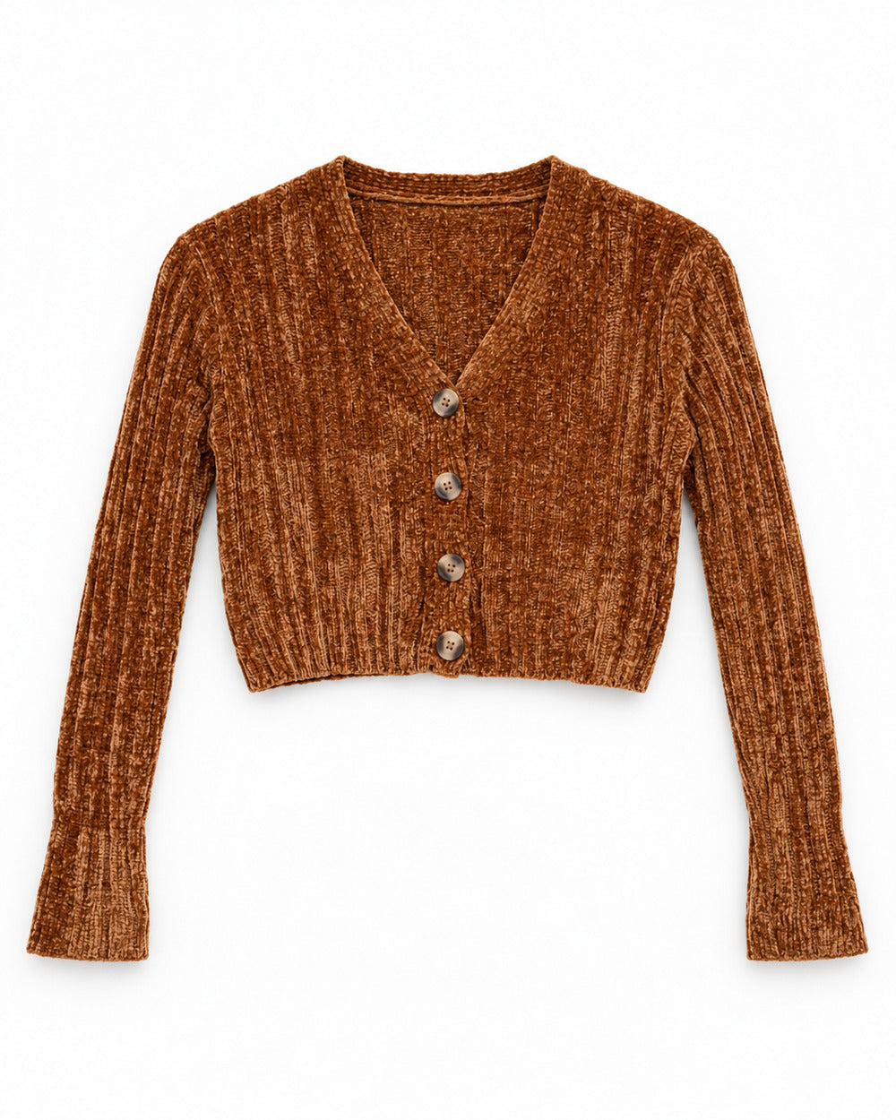 Rust & Beige women's preloved heavy button cardigan, VW-HBC47