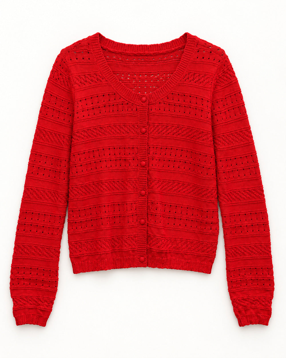 Red women's preloved heavy button cardigan, VW-HBC58