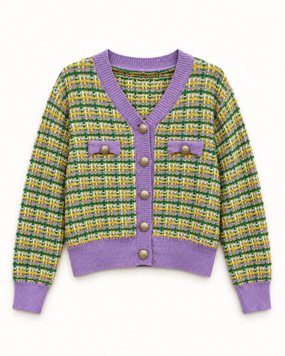 Lilac & Mint Green women's preloved heavy button cardigan, VW-HBC59