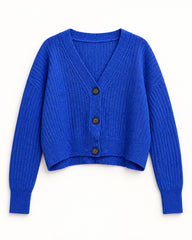 Blue women's preloved heavy button cardigan, VW-HBC60