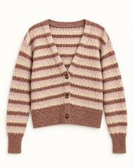 Brown & Taupe women's preloved heavy button cardigan, VW-HBC63