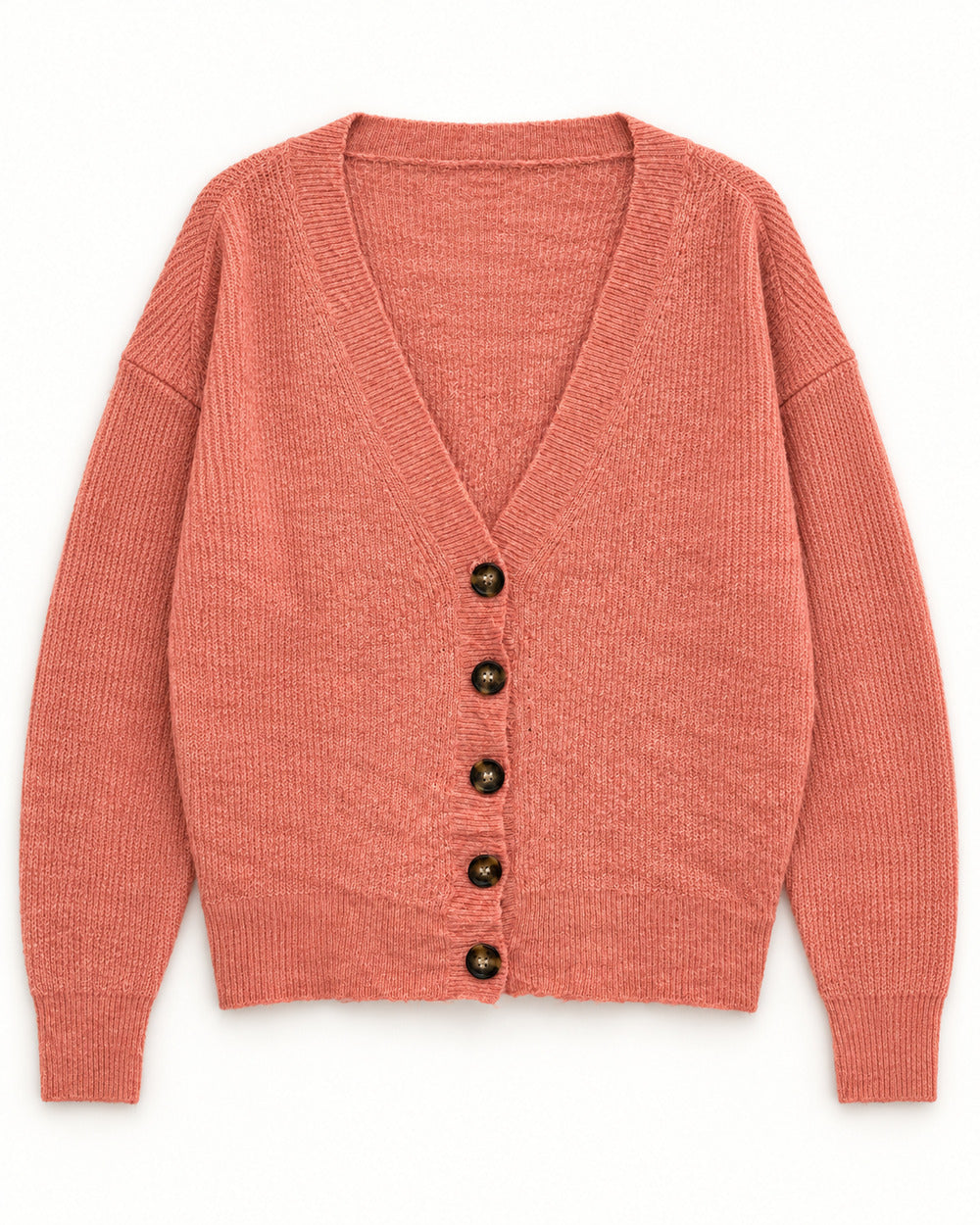 Coral women's preloved heavy button cardigan, VW-HBC73