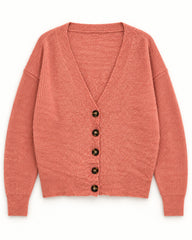 Coral women's preloved heavy button cardigan, VW-HBC73